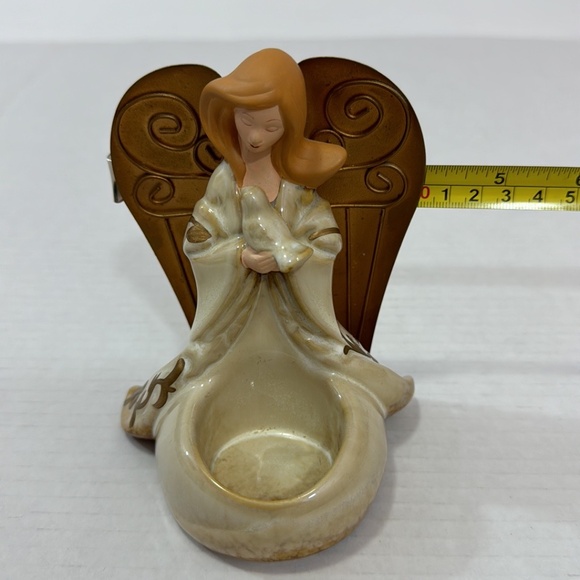 Yankee Candle Porcelain Pottery Angel Metal Wings & Dove TeaLight Candle Holder - Picture 10 of 10